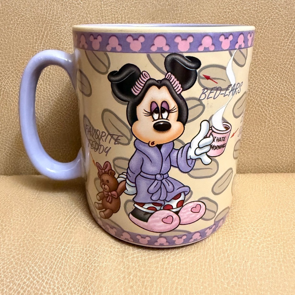 Disney Parks Minnie Mouse I Hate Mornings Bed Ears Coffee Mug
